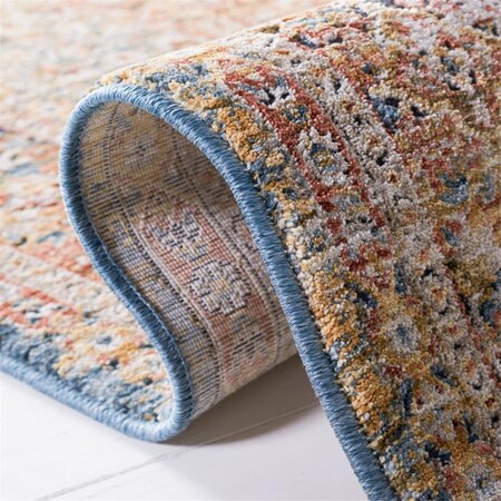 Safavieh 6 ft. 4 in. x 6 ft. 4 in. Blue & Rust Silverado 100 Power Loomed Round Area Rug SVD106M-6R